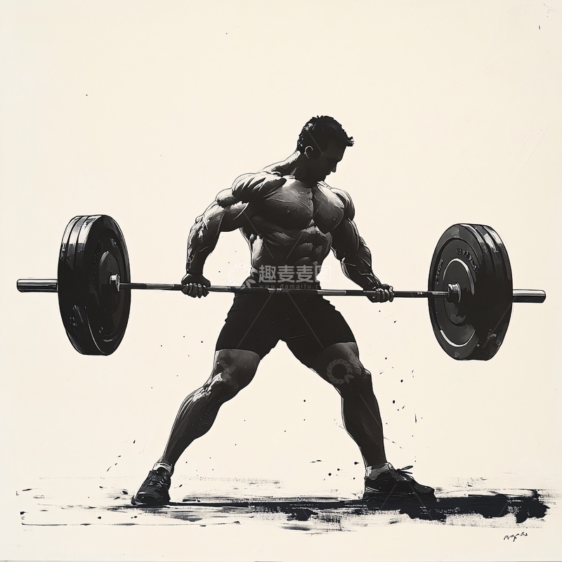 高清大图下载【趣麦麦图】举重挂画