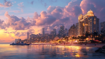 迈阿密风景印象元素