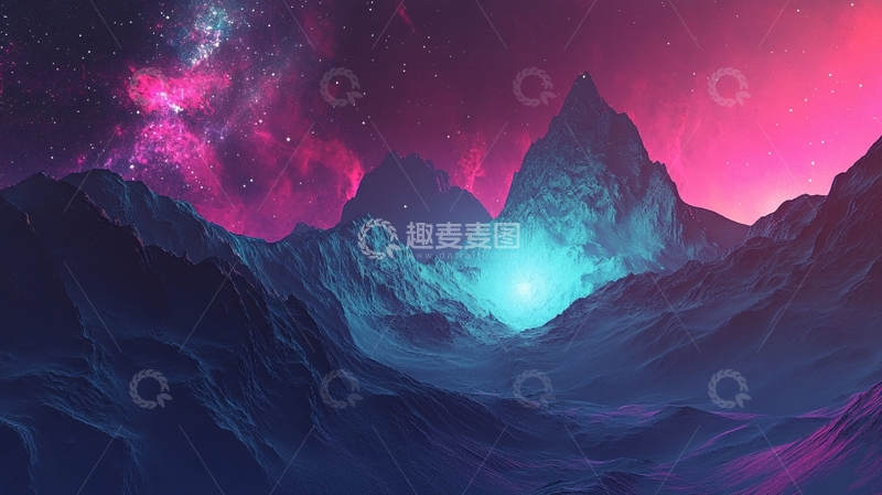 高清大图下载【趣麦麦图】粉红色的超现实山脉4