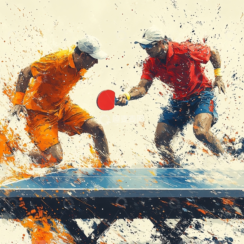 高清大图下载【趣麦麦图】乒乓球比赛乒乓球创意1