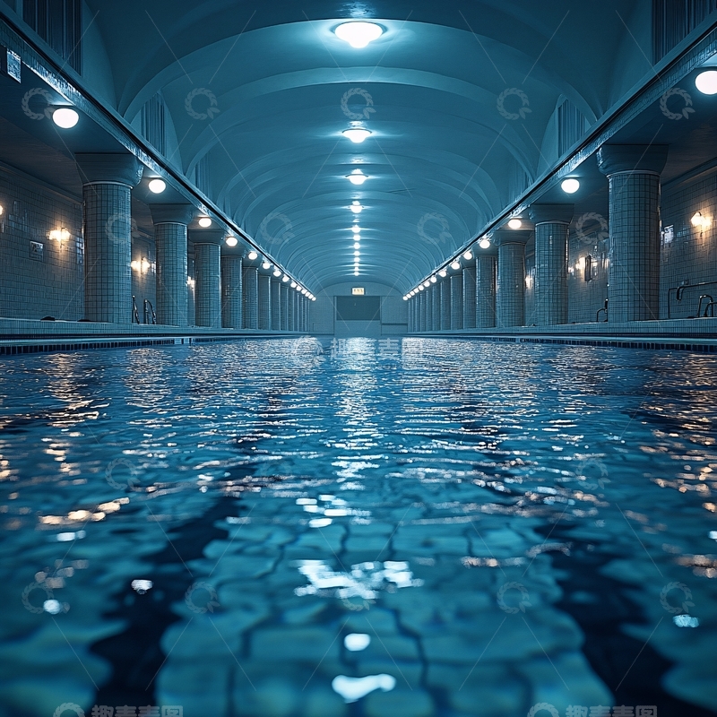 高清大图下载【趣麦麦图】逼真水立方游泳馆素材