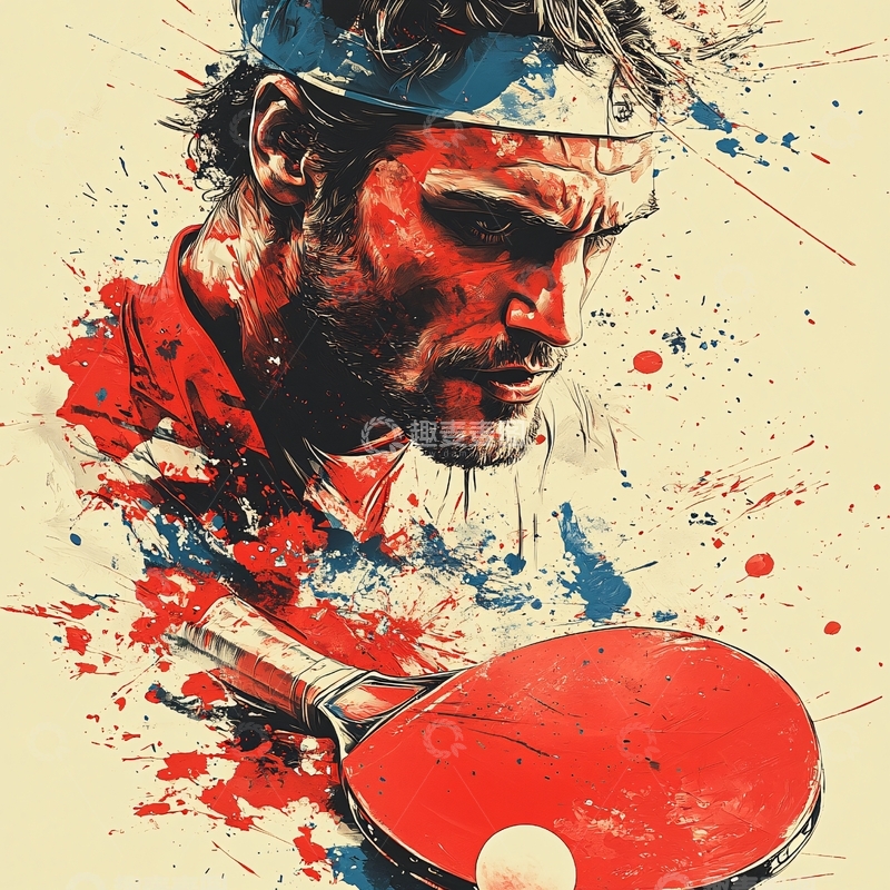 高清大图下载【趣麦麦图】乒乓球装饰画2