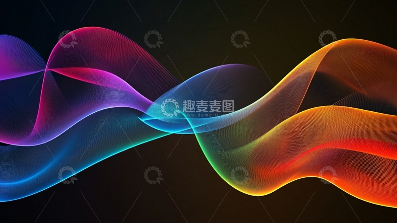 高清大图下载【趣麦麦图】彩色渐变波浪线1