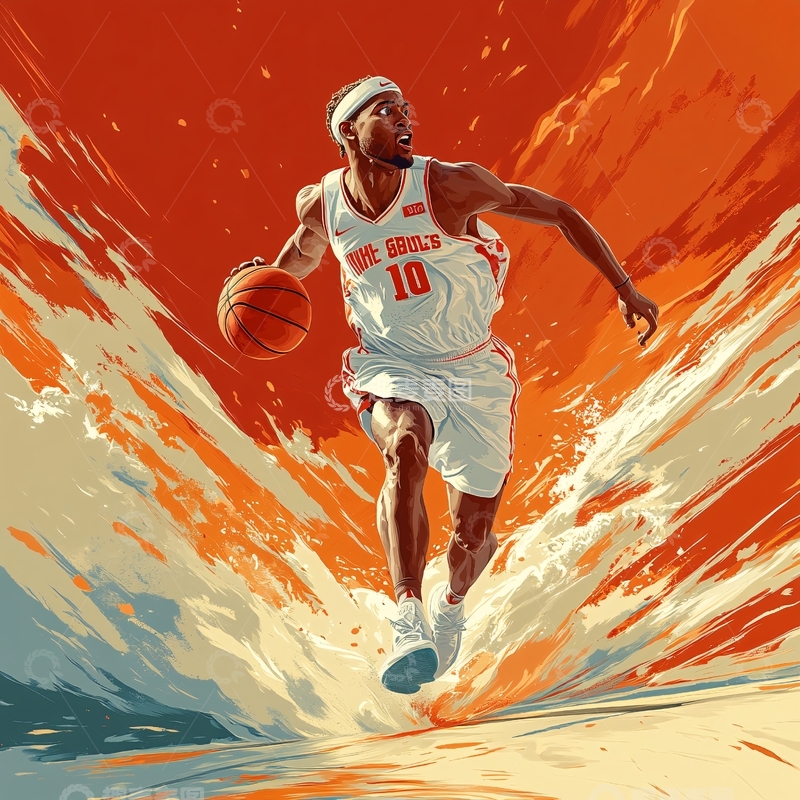 高清大图下载【趣麦麦图】奥运篮球赛插画