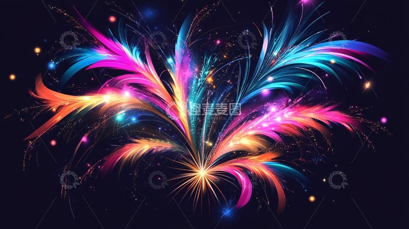 高清大图下载【趣麦麦图】抽象绚丽烟火背景墙1