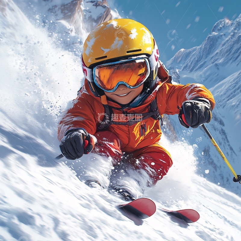 高清大图下载【趣麦麦图】滑雪插画3