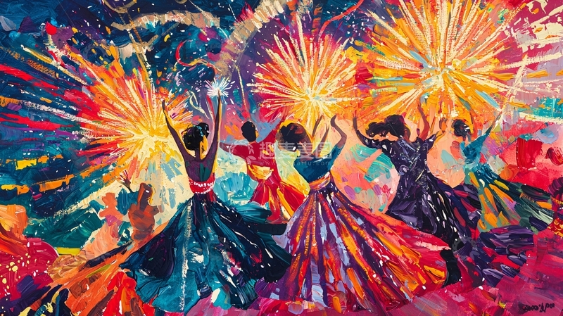 高清大图下载【趣麦麦图】油画肌理烟花7