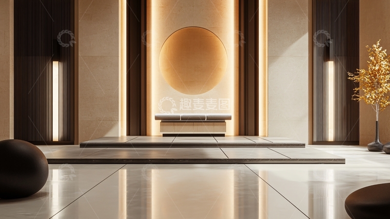高清大图下载【趣麦麦图】几何日式客厅背景