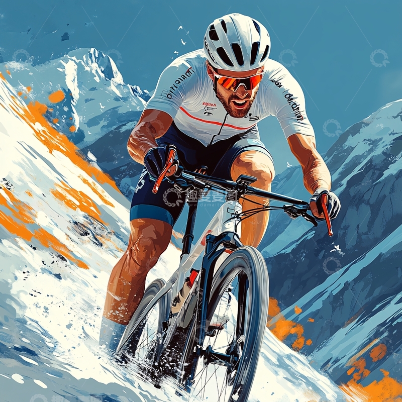 高清大图下载【趣麦麦图】骑车运动手绘14