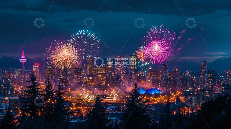 高清大图下载【趣麦麦图】维多利亚港烟花1