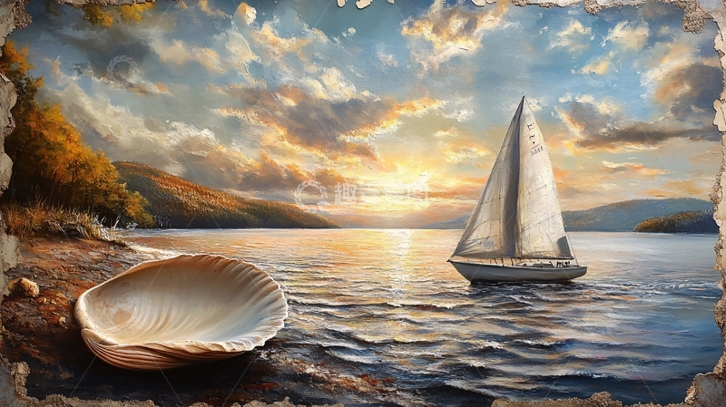 高清大图下载【趣麦麦图】扬帆踏浪油画3