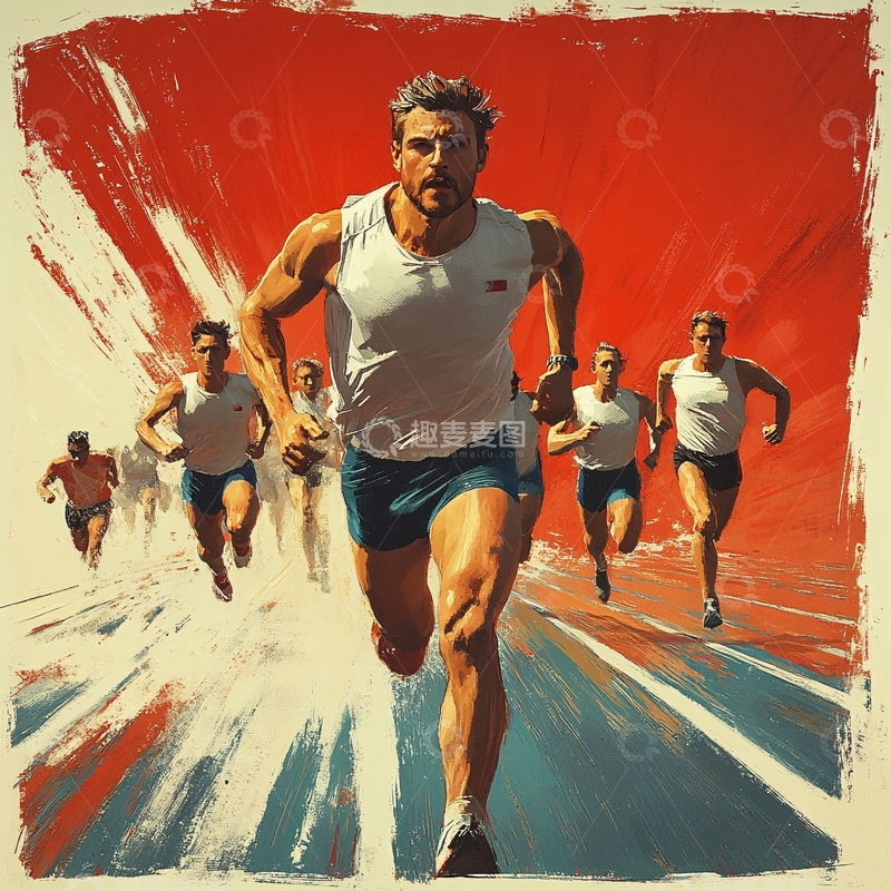 高清大图下载【趣麦麦图】原创插画运动员3