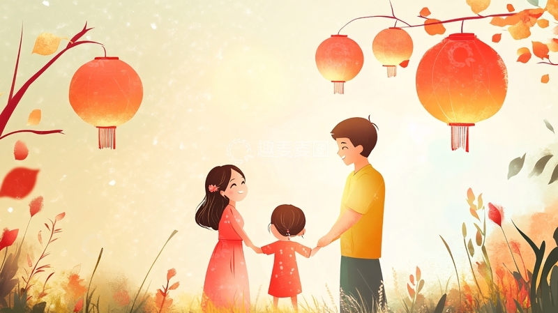 高清大图下载【趣麦麦图】春节家人团聚过年