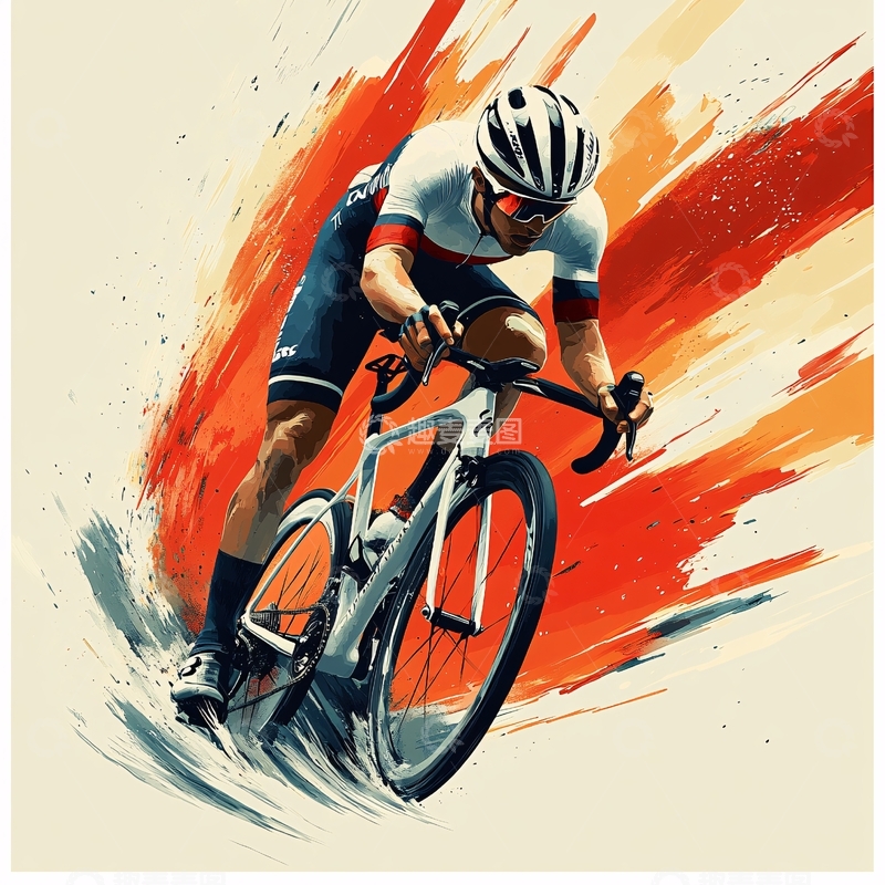 高清大图下载【趣麦麦图】骑车运动手绘13