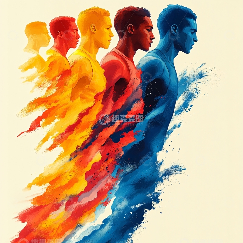 高清大图下载【趣麦麦图】田径赛场动态插画