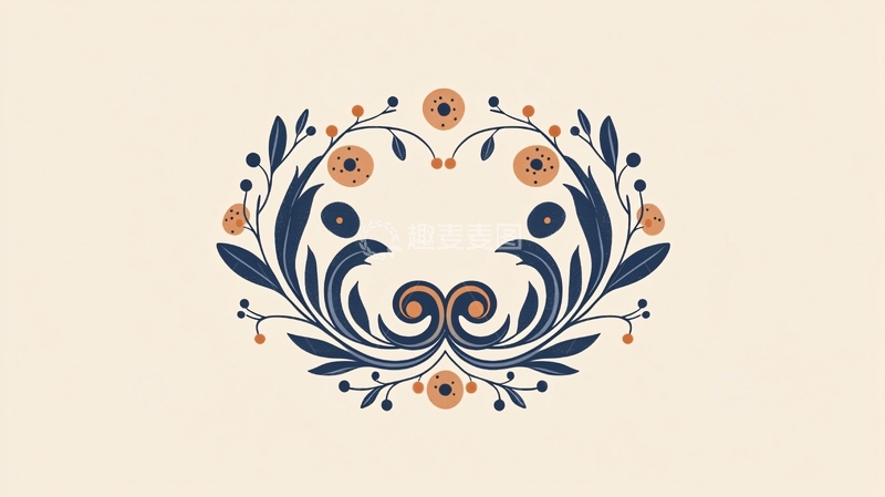 高清大图下载【趣麦麦图】美式卷草花图案