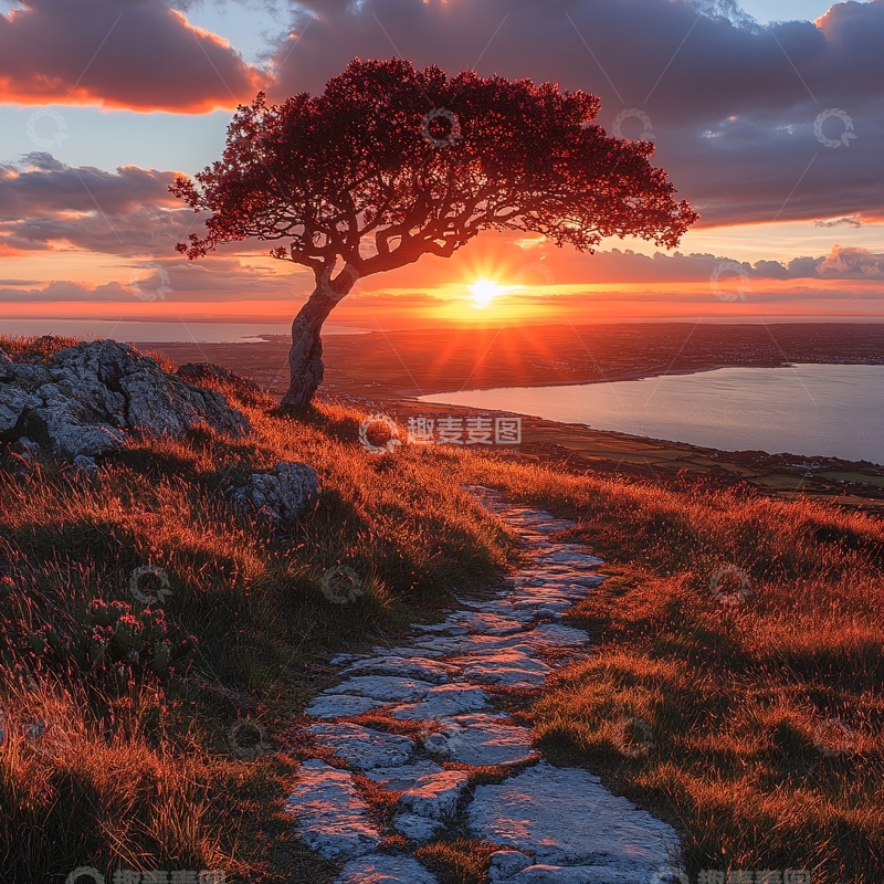 高清大图下载【趣麦麦图】唯美夕阳小路11