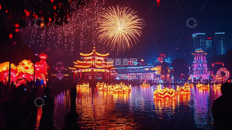 高清大图下载【趣麦麦图】百龙灯会