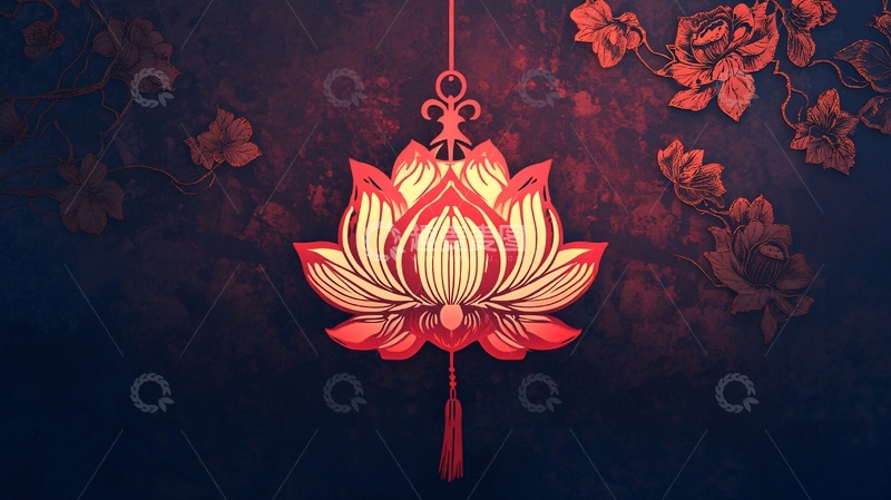 高清大图下载【趣麦麦图】莲花灯插画2