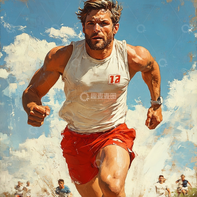 高清大图下载【趣麦麦图】原创插画运动员7