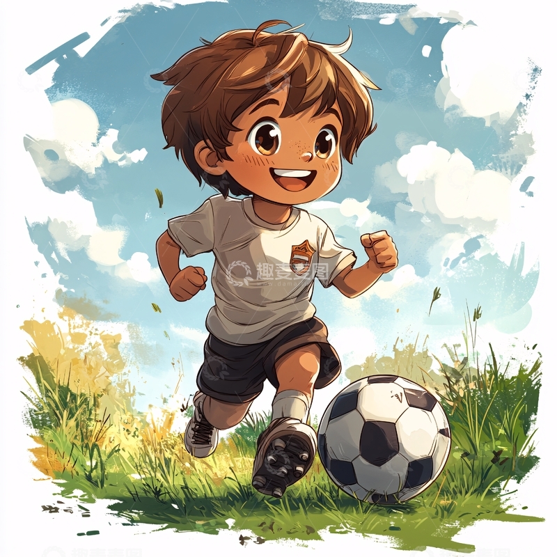 高清大图下载【趣麦麦图】儿童足球插画3