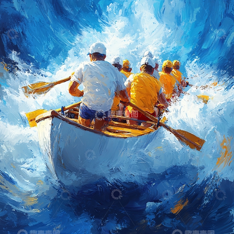 高清大图下载【趣麦麦图】众人划桨开大船