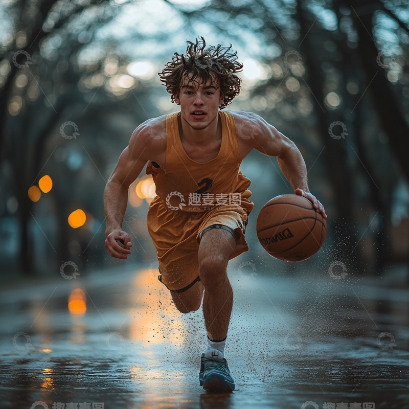 高清大图下载【趣麦麦图】篮球运球
