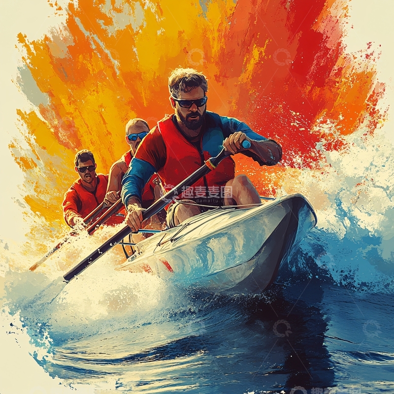 高清大图下载【趣麦麦图】划船比赛海报