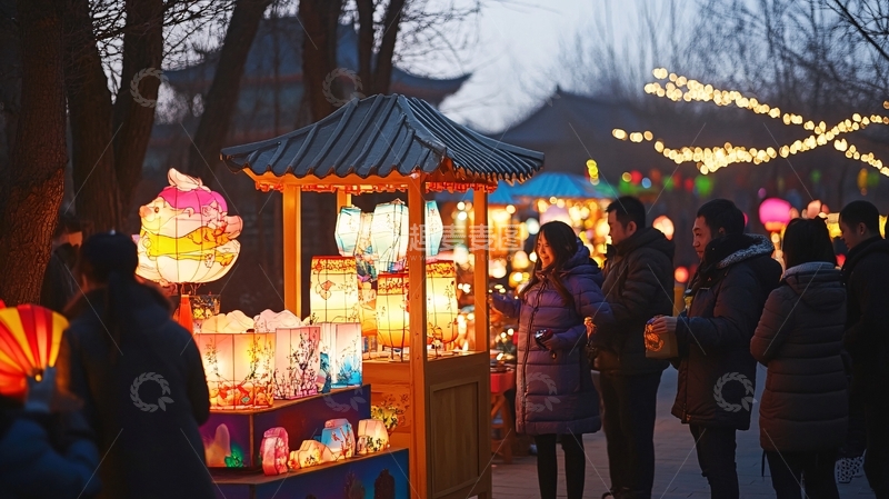 高清大图下载【趣麦麦图】灯会庙会