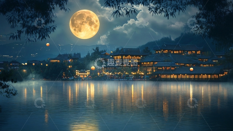 高清大图下载【趣麦麦图】月圆人家