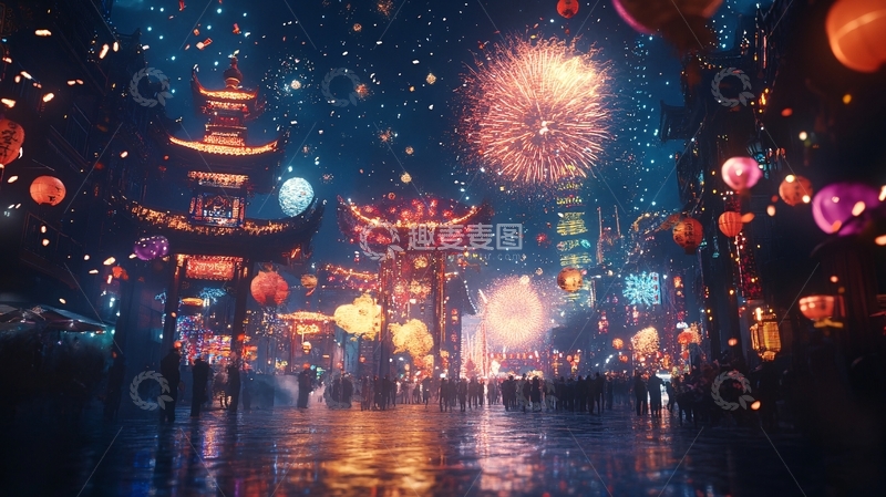 高清大图下载【趣麦麦图】元宵节繁荣4
