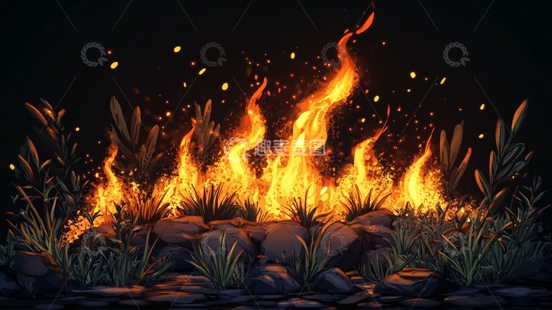 高清大图下载【趣麦麦图】火苗组合插画1