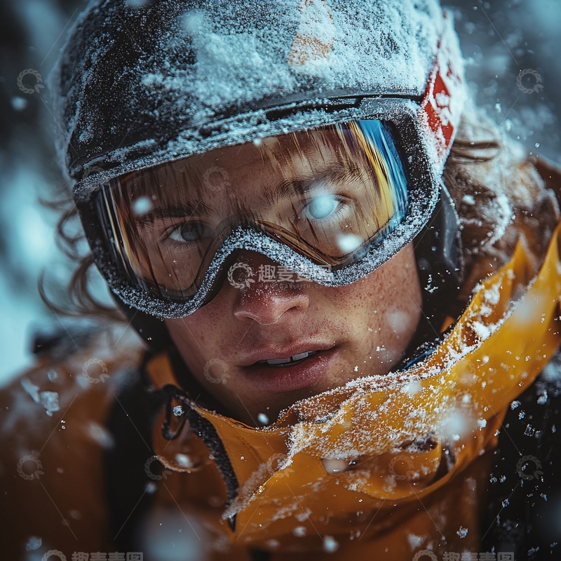 高清大图下载【趣麦麦图】滑雪微距人1