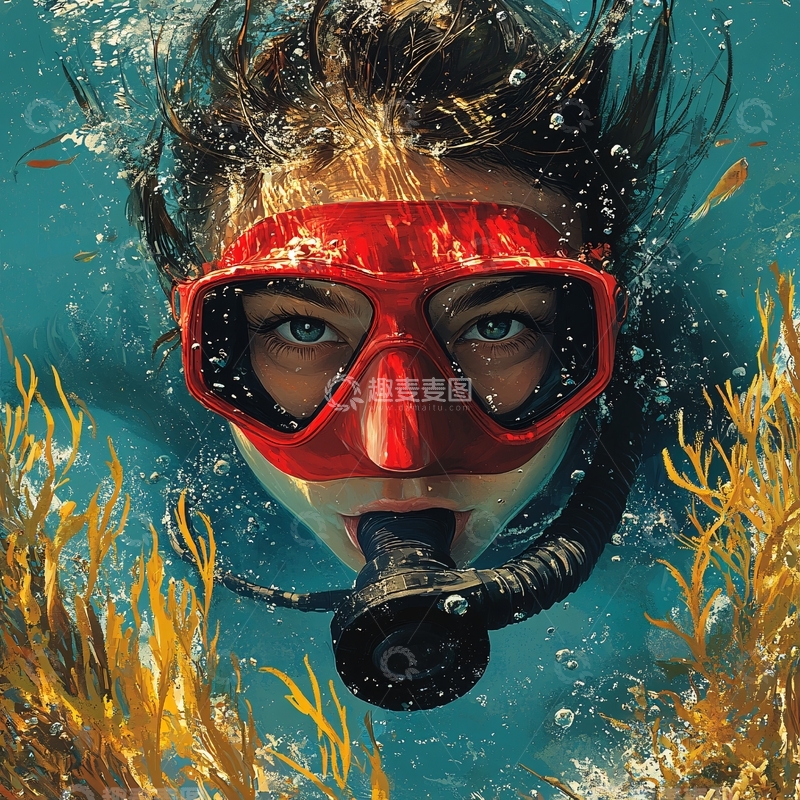 高清大图下载【趣麦麦图】潜水创意海报