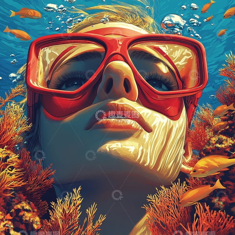 高清大图下载【趣麦麦图】潜水创意海报1