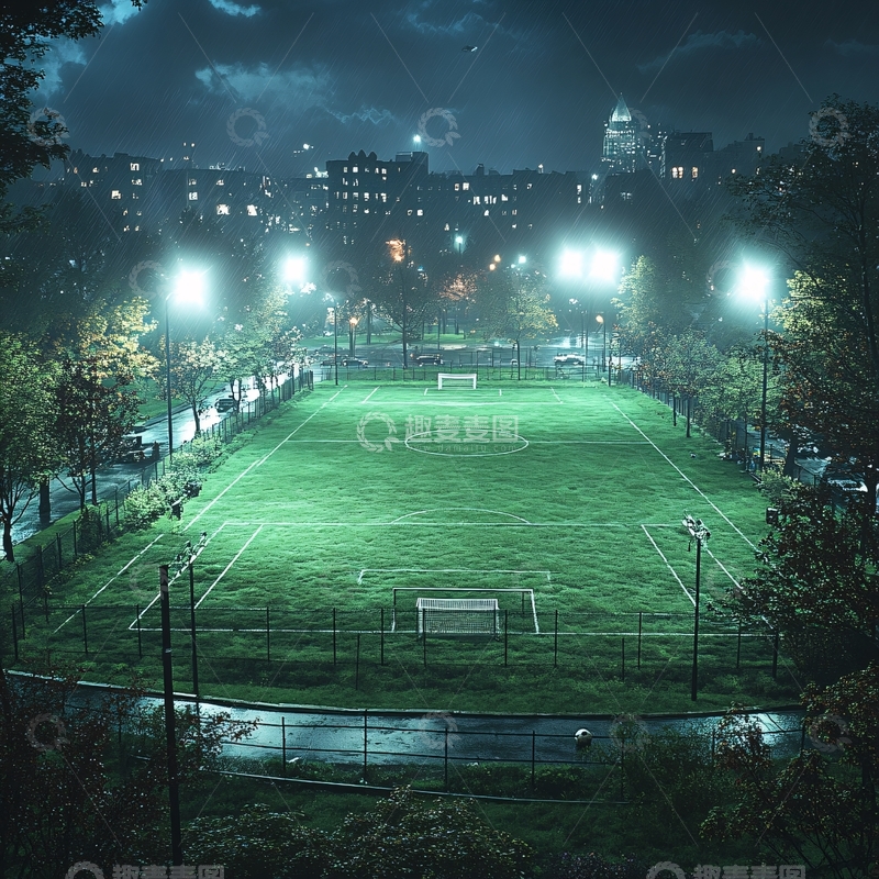 高清大图下载【趣麦麦图】夜晚网球场3