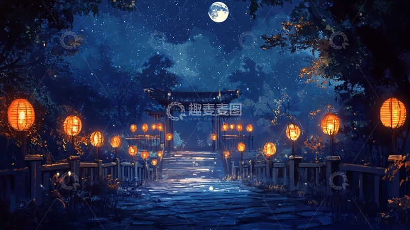 高清大图下载【趣麦麦图】古风动画场景8