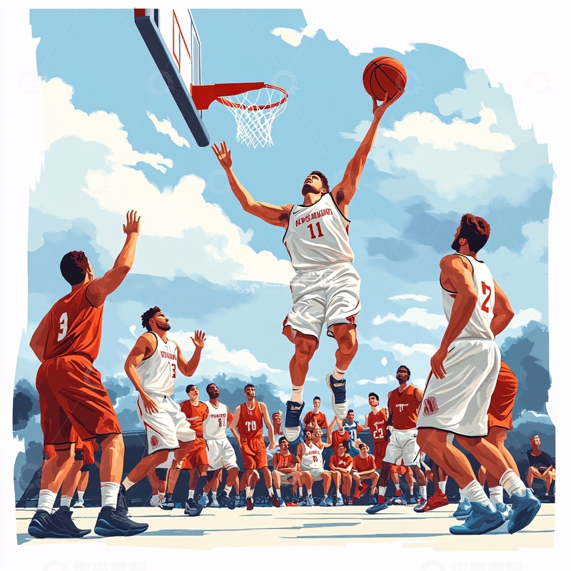 高清大图下载【趣麦麦图】篮球运动插画1