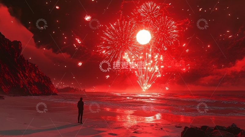 高清大图下载【趣麦麦图】看烟花的人