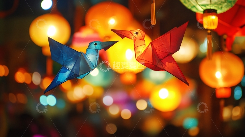 高清大图下载【趣麦麦图】小鸟彩灯
