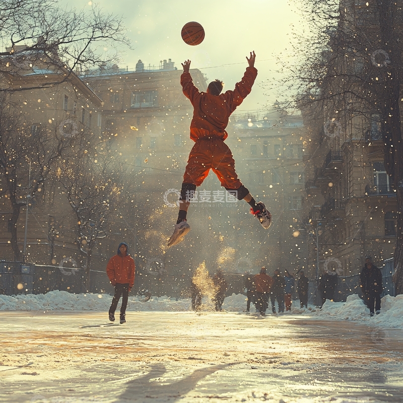 高清大图下载【趣麦麦图】篮球运动员跳投瞬间