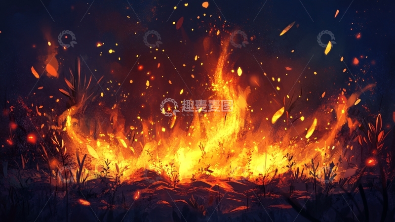 高清大图下载【趣麦麦图】火烧插画