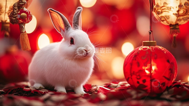 高清大图下载【趣麦麦图】兔年红色壁纸5