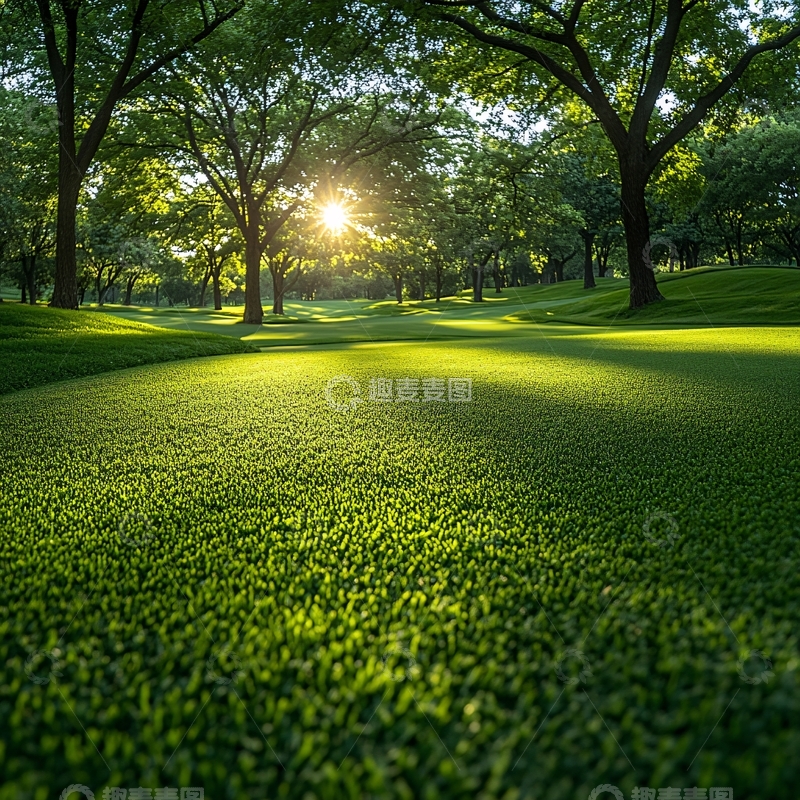高清大图下载【趣麦麦图】绿树草坪阳光草坪1