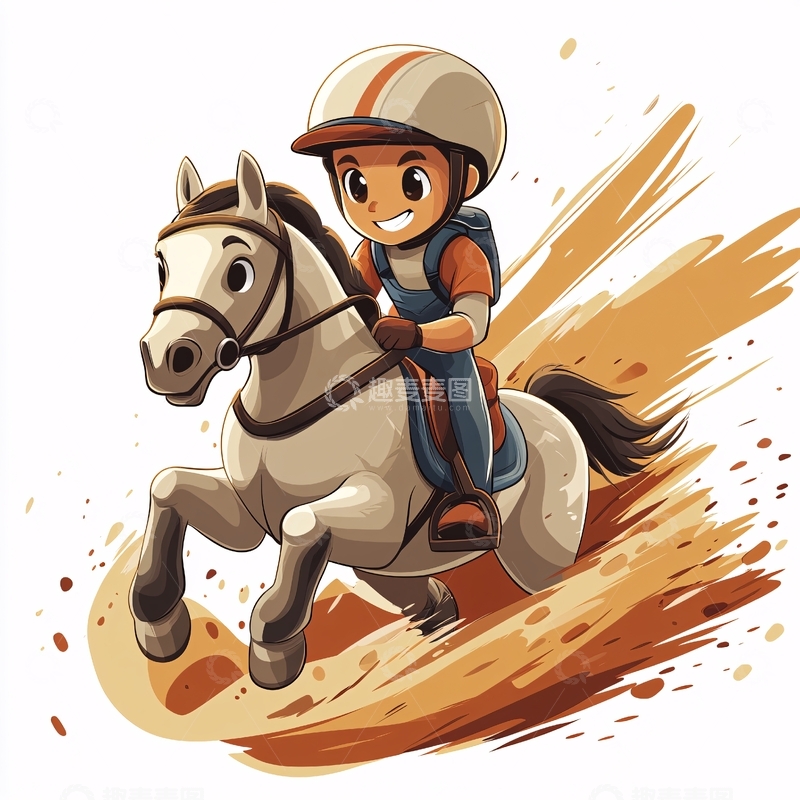 高清大图下载【趣麦麦图】卡通骑马人物1