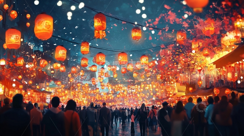 高清大图下载【趣麦麦图】元宵节场景
