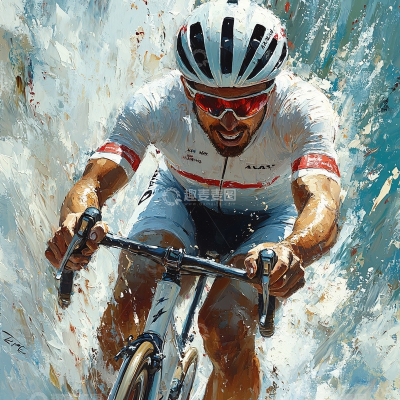 高清大图下载【趣麦麦图】骑车运动手绘16