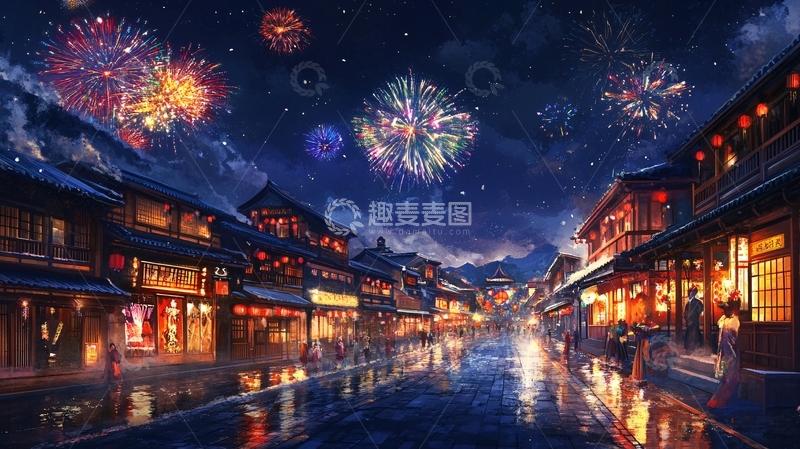 高清大图下载【趣麦麦图】横店插画7