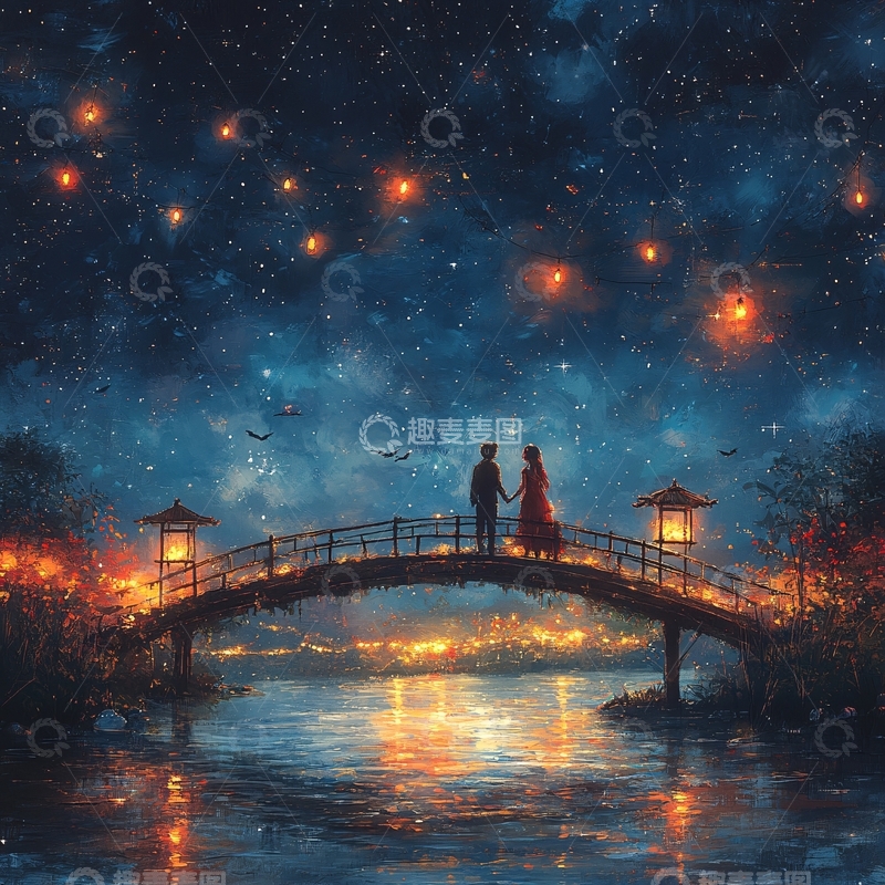 高清大图下载【趣麦麦图】意境鹊桥1