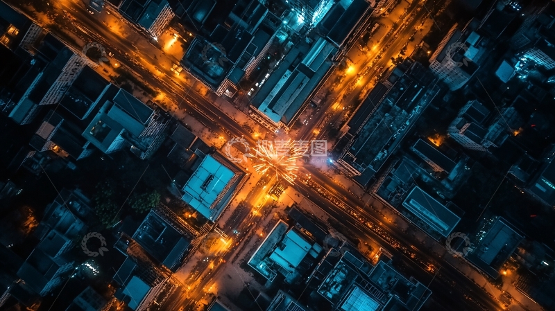高清大图下载【趣麦麦图】城市夜晚十字路